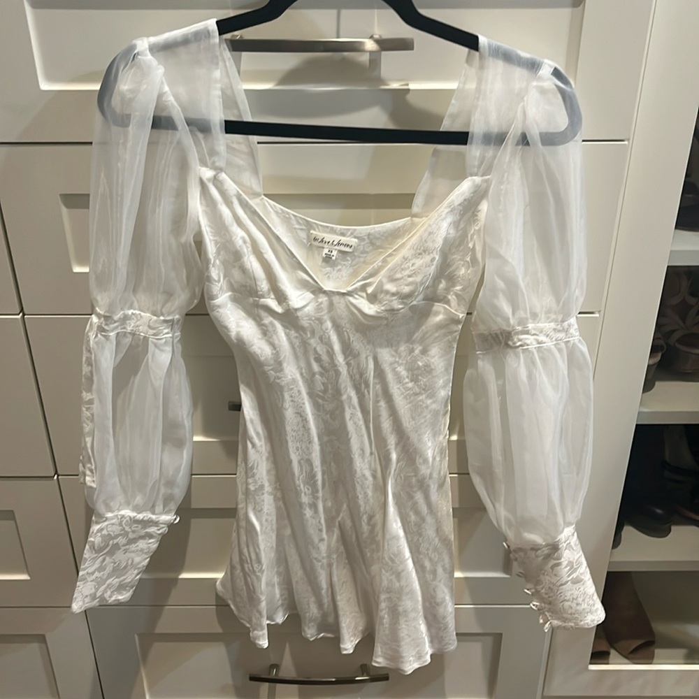 For Love & Lemons XS White Long Sleeve Dress